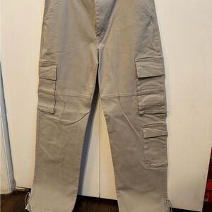 Stylish Beige Cargo Wide Leg Pants